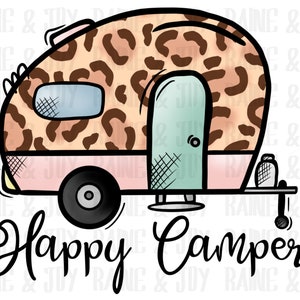 Happy camper png,  Camper png, camping png, camp png, leopard png, designs downloads for sublimation,  Sublimation design, png files