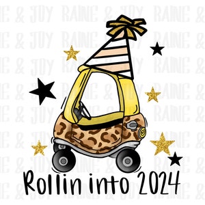 Rollin into 2024 png, Nouvel An png, 2024 png, nouvel an Sublimation designs téléchargements, fichiers png pour sublimation, Kids sublimation design png