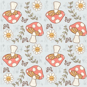Mushroom seamless pattern png, mushroom pattern png, mushroom png, Retro png,  png files for Sublimation, designs downloads