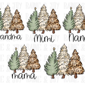 Mama Mini Leopard Christmas trees png, Christmas bundle png, nana, Mimi, png files for Sublimation, Sublimation designs downloads, download