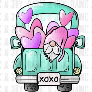 Valentine truck with gnome png, Valentines truck png, Sublimation designs download, png files for sublimation, Sublimation png, png designs