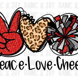 Peace love cheer png, Cheer Sublimation designs downloads, cheerleader png, png files for sublimation, Sublimation Designs download, Red png