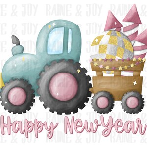 Tractor de Año Nuevo png, Año Nuevo png, 2023 png, Descargas de diseños de sublimación, Año Nuevo png, archivos png para sublimación, archivos png