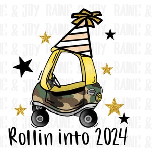 Rollin into 2024 png, Nouvel An png, 2024 png, nouvel an Sublimation designs téléchargements, fichiers png pour sublimation, Kids sublimation designs