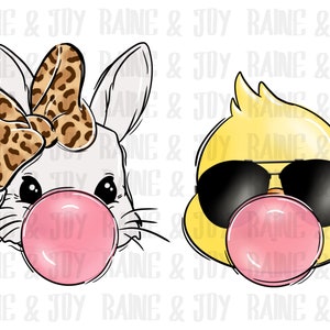 Bubble gum bunny png, kids Easter png, Chick png, Easter png, Girls png, boy png, Sublimation designs downloads, png files for sublimation