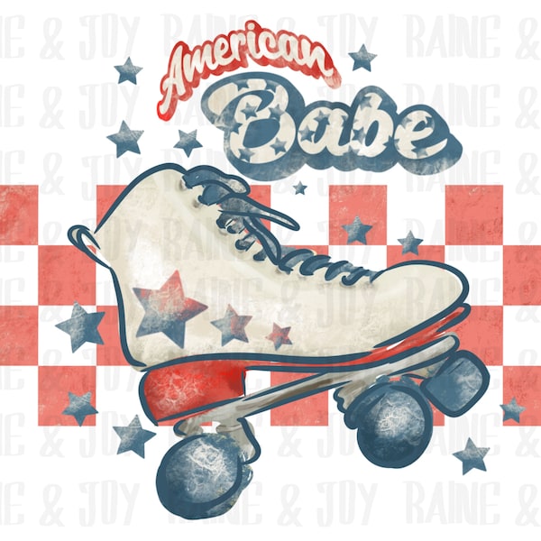 American babe png, Roller skate png, Vintage png, Retro 4th of July png, 4th of July png files for Sublimation, Sublimation design, png file