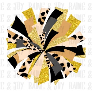 Black and gold Pom Pom png, Pom Pom png, cheerleader png, Sublimation designs downloads, png files for sublimation, png files