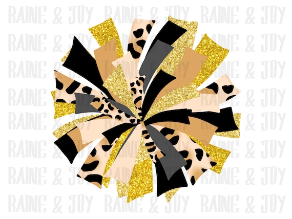 Black and gold Pom Pom png Pom Pom png cheerleader png | Etsy