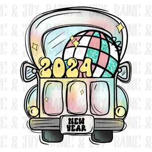 Camion du Nouvel An png, Nouvel An png, 2024 png, téléchargements de conceptions de sublimation du nouvel an, fichiers png pour sublimation, Disco truck png, fichiers png