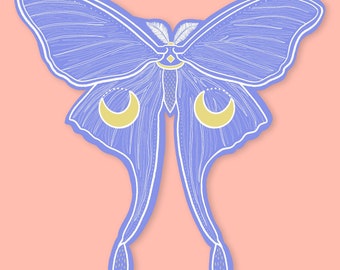 Purple Luna Moth Sticker