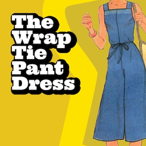 MODELLO Facile da cucire Vintage Wrap Tie Pant Dress Tuta Gonna Culottes Tutina Donna Retro Anni '70 Proiettore da cucito digitale istantaneo PDF download