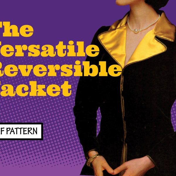 PATTERN Easy Sew Vintage Women Versatile Reversible Jacket. 1970s Recreation Sewing Pattern lined suit coat instant digital PDF download