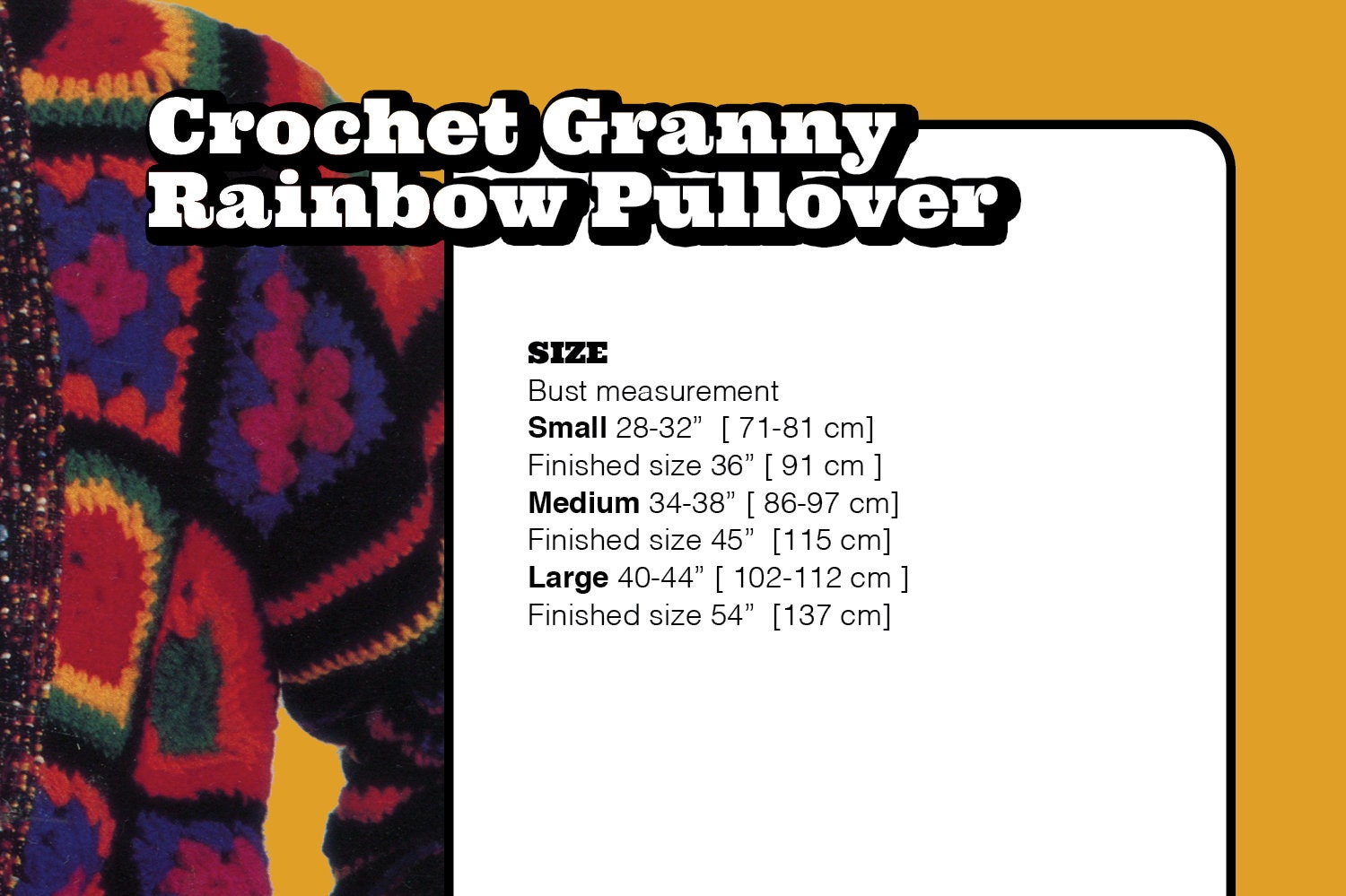 36 Hippie Crochet Patterns for Boho Outfits, Bags, Home Décor, and Gifts 27 Crochet Pattern Granny Rainbow Pullover Vintage 80's Boho