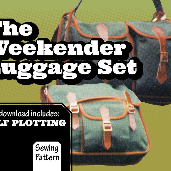 PATTERN Sew Vintage Weekender Luggage Set Duffle Satchel Messenger Bag Pockets. Retro 1970s Recreation Sewing instant digital PDF download