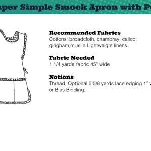 PATTERN Easy Sew Vintage Women Super Simple Smock Apron with Pockets. Retro 1960s Recreation Sewing Pattern instant digital PDF download image 2