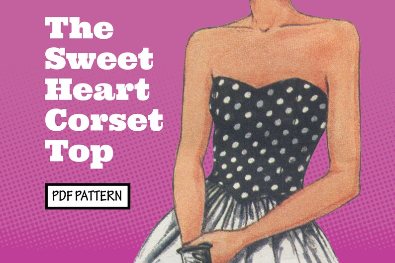 PATTERN Easy Sew Vintage Women Sweet Heart Corset Crop Tube Top Halter Tank Tee Lingerie Boho Festival 1970s instant digital PDF download 