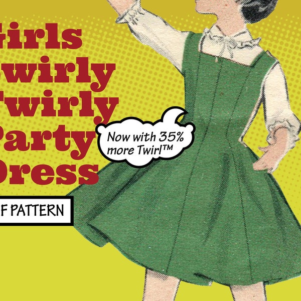 PATTERN Easy Sew Vintage Girls Childs Super Simple Twirly Swirly Party Dress Skirt Retro 1950s Sewing Pattern instant digital PDF download