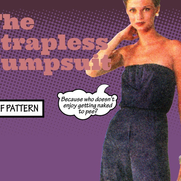 PATTERN Easy Sew Vintage Women Blousen Tube Top Ruffle Jumpsuit Romper Boho Festival Strapless Sleeveless 1970s instant digital PDF download