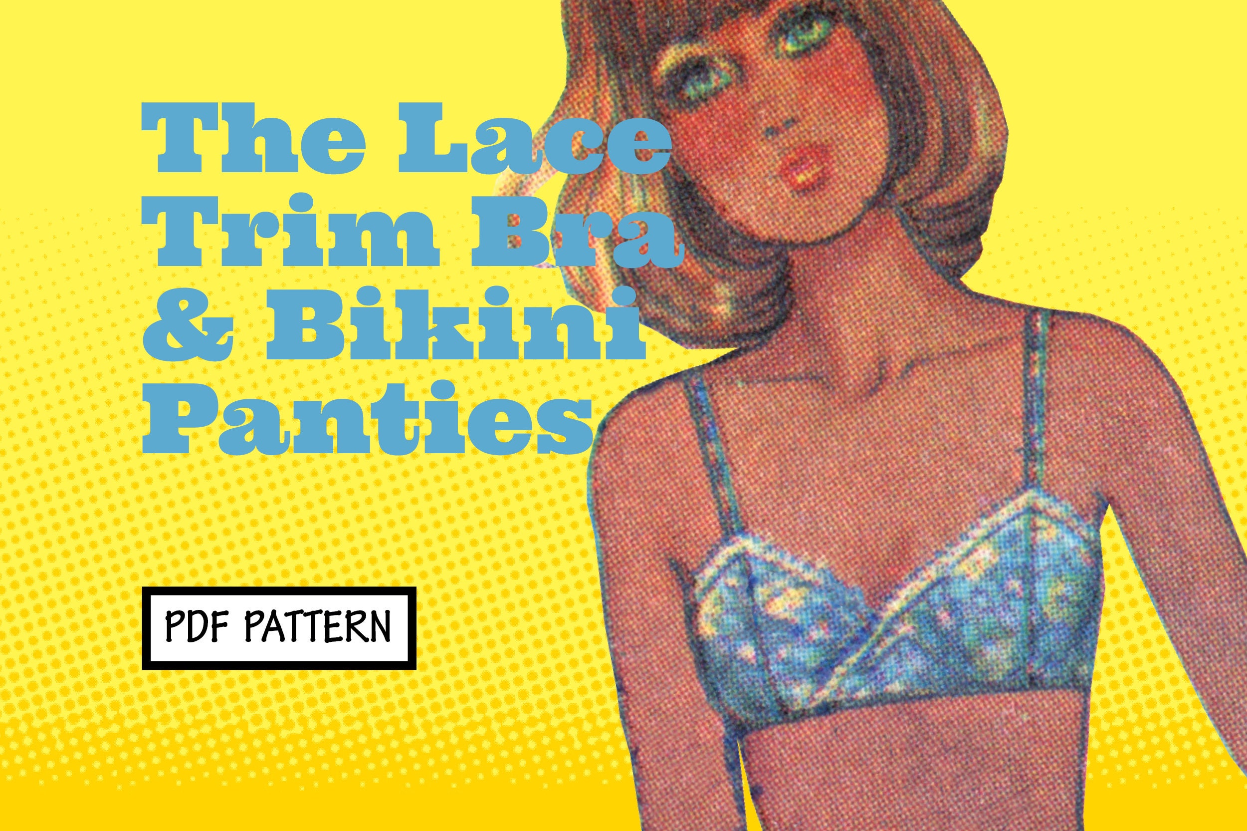 PATTERN Easy Sew Vintage Women Bikini Lace Trim Bra Panties