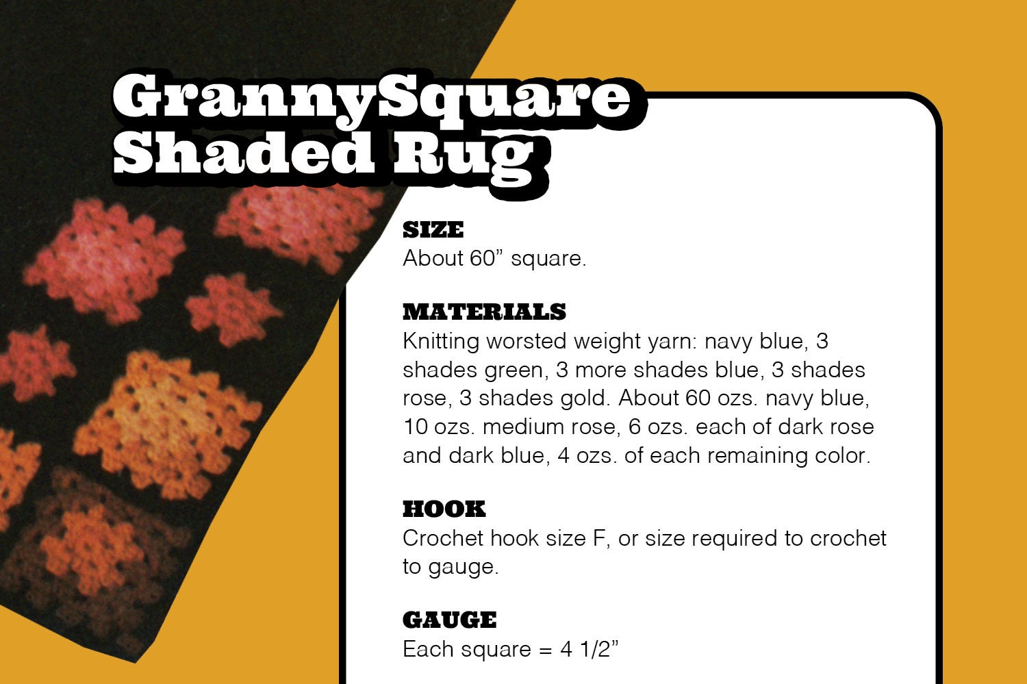 CROCHET PATTERN | Granny Square Shaded Rug | Vintage 70's | Boho Decor ...