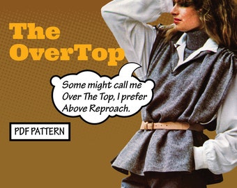 PATTERN Easy Sew Women Over Top Blouse or Tunic Vintage 1980s Recreation Sewing Pattern EASY instant digital PDF download