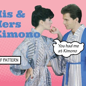PATTERN Easy Sew Vintage Mens Womens Kimono Housecoat Loungewear Robe Dressing Gown Retro 1970s Sewing Pattern instant digital PDF download