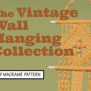 May include: A vintage macrame wall hanging pattern. The pattern features a diamond shape with a knotted design. The pattern is printed on a white background with the text "PDF MACRAME PATTERN" in black.