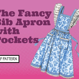 PATTERN Easy Sew Vintage Women Fancy Bib Apron or Basic with Pockets. Retro 1950s Recreation Sewing Pattern instant digital PDF download