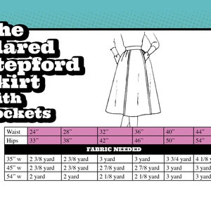 PATTERN Sew Vintage Women Flared Stepford Gored Pleated Panel Skirt ...