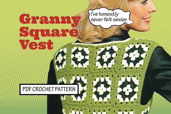 Easy Vintage CROCHET Pattern Granny Square Vest Bohemian Hippie Holiday and winter wear retro Boho PDF Instant Digital Download Retro '70s