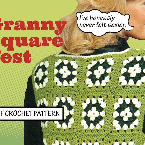 Easy Vintage CROCHET Pattern Granny Square Vest Bohemian Hippie Holiday and winter wear retro Boho PDF Instant Digital Download Retro '70s