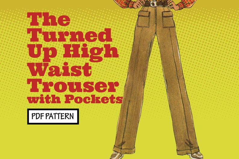 1960s Sewing Patterns | 1970s Sewing Patterns     PATTERN Easy Sew Vintage Women Turned Up High Waist Trouser Pants Bootcut Jeans Pockets Hippie Boho 1970s instant digital PDF download $4.00 AT vintagedancer.com