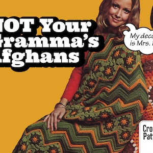 Easy Vintage CROCHET Pattern Not Your Gramma’s Afghan Throw Granny Square Fiber Art Blanket Decor PDF Instant Digital Download Retro '60s