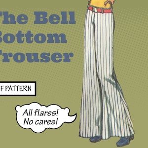 PATTERN Easy Sew Vintage Women Bell Bottom Trouser Pants Flare Bootcut Jeans Dungarees Hippie Boho 1970s instant digital PDF download