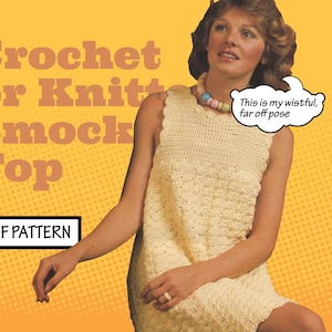Easy Vintage CROCHET KNIT Pattern Long Boho Smock Tunic Top Knit Pullover Smock Sweater Jumper PDF Instant Digital Download Retro '70s