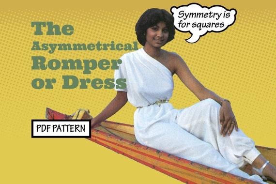 PATTERN Easy Sew Vintage Women Asymmetrical Romper Jumpsuit Floorlength  Dress Boho Festival Sleeveless 1970s Instant Digital PDF Download - Etsy