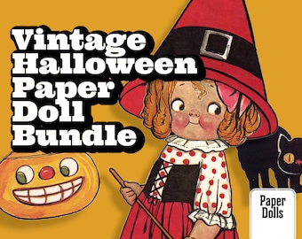 MUÑECAS DE PAPEL/ HALLOWEEN / Dolly Dingle / Vintage 1910's / Bundle / clipart imprimible decoración navideña álbum de recortes de fiesta / DIGITAL_DOWNLOAD pdf png