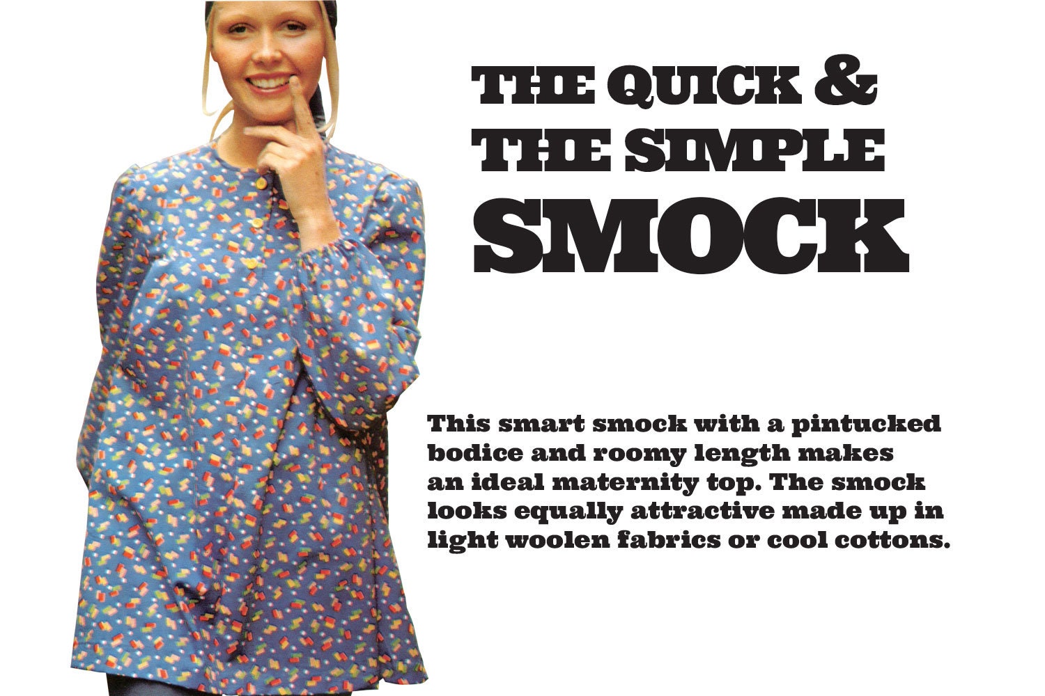 PATTERN Easy Sew Women Vintage Quick Simple Smock A Vintage 1970s ...