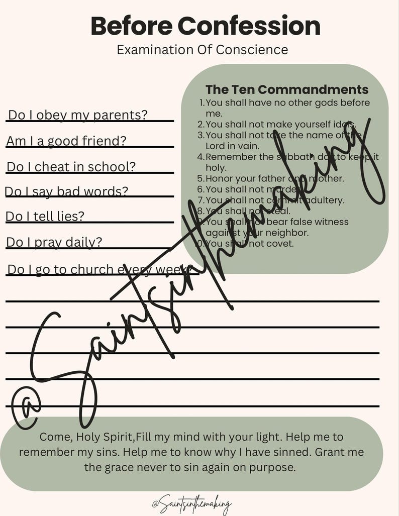 Confession Guide for Children. Printable - Etsy
