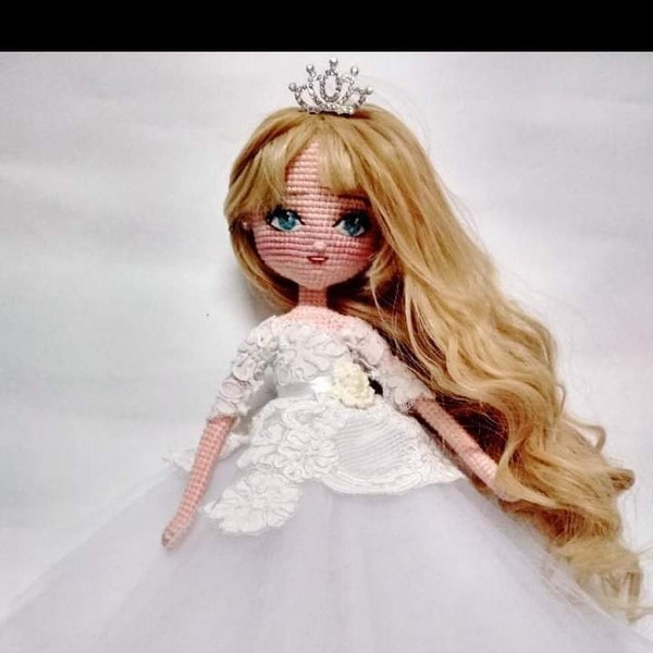 Puppe Amigurumi Häkeln handgemachte Spielzeug gefüllte Hand gechiffelte Strick niedlichen Design-Hochzeitskleid weißen Stolz Bräutigam sicher für Kinder mit Liebe gemacht