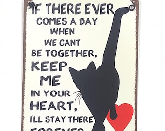 Cat Live here metal hanging Sign