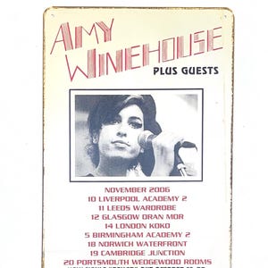 Amy Winehouse Plus Gastspielticket Metallschild