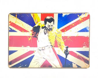 Freddie Mercury Rock star BG UK Flag concert Ticket Metal sign