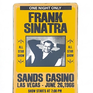 Frank Sinatra 1966 Las Vegas Konzertticket Metallschild