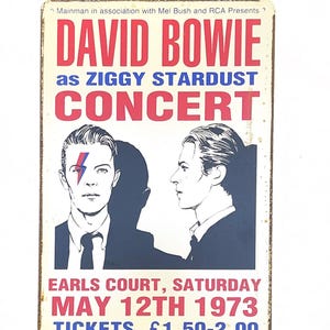 David Bowie 1973 LondonKonzertticket Metallschild