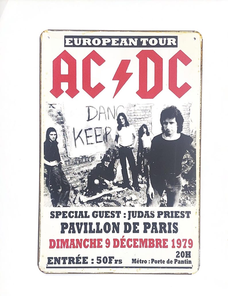 Acdc Music Concert 1979 Metal Sign - Etsy