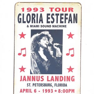 Gloria Estefan 1993 Florida Konzertkarte Metallschild