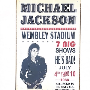 Michael Jackson 7 Big Show 1988 Live Konzert Ticket Metallschild