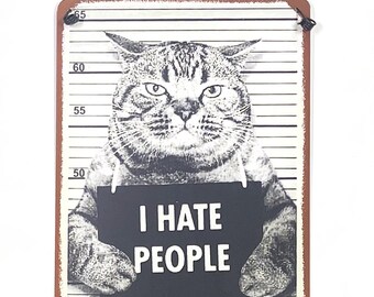 Naughty Cat says I? metal hanging Sign