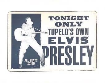 Elvis Presley concerto biglietto cartello in metallo
